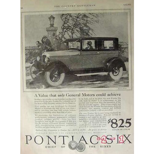 OAKLAND MOTOR CAR COMPANY 1926 value General Motors achieve vintage ad