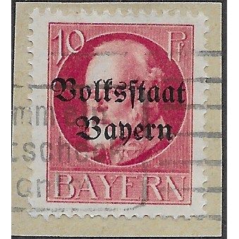 GER (BAVARIA) 1919 10pf 'KING LUDWIG (VOLKSTAAT) (PERFED FINE USED(EBID64-454)
