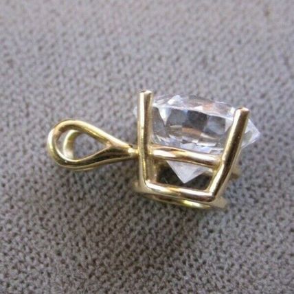 VINTAGE 14K SOLID YELLOW GOLD BRILLIANT CUT SOLITAIR PENDANT 2.0 Carat