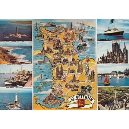 Le Cotentin French Carte Map Postcard