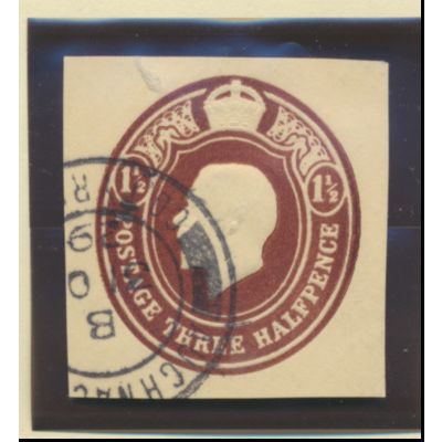 Great Britain Stamp, KGV Cut Square, Used, 1 1/2 Penny Brown