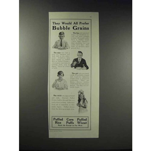 1918 Quaker Puffed Cereal Ad - Bubble Grains