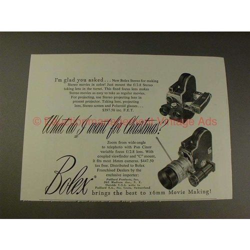 1952 Bolex Stereo Movie Camera Ad - Want for Christmas!