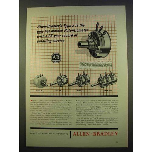 1963 Allen-Bradley Ad - Type J Hot Molded Potentiometer