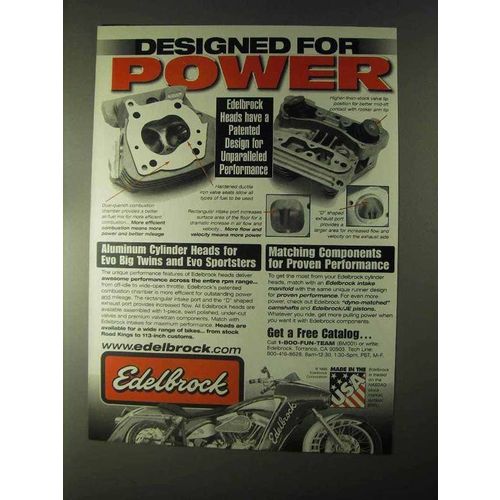 2000 Edelbrock Aluminum Cylinder Heads Ad - Power