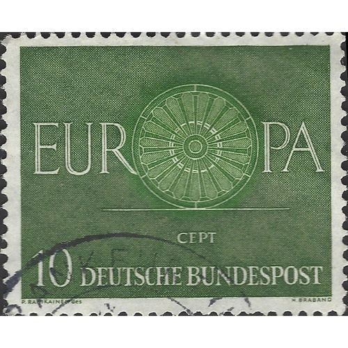 GERMANY, Europa, CEPT, Wheel, green 1960, 10pf, #2