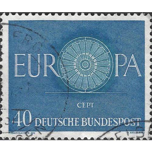 GERMANY, Europa, CEPT, Wheel, blue 1960, 40pf, #2