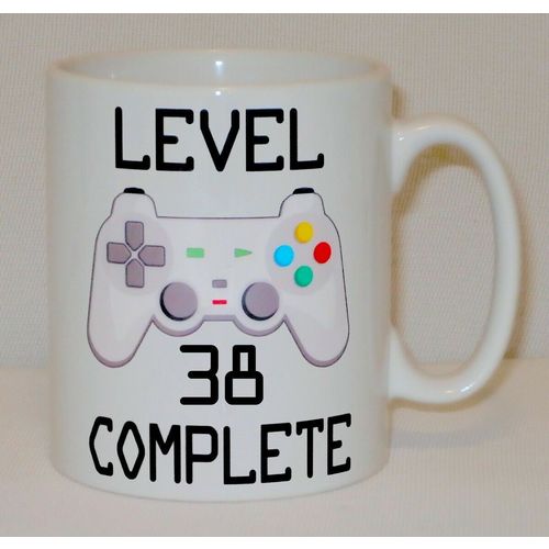 Level 38 Complete 38th Birthday Mug Can Personalise Video Game Retro Gamer Gift