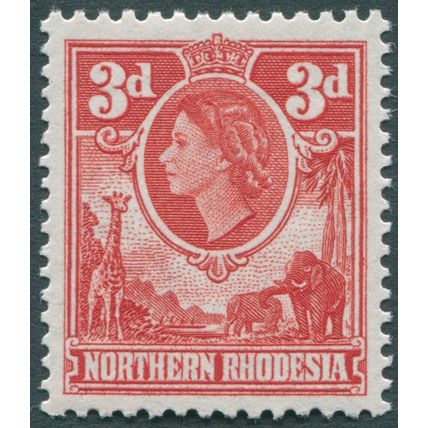 Northern Rhodesia 1953 3d scarlet SG 65 unused