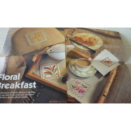 Floral Breakfast Motifs Cross Stitch Charts Water Lily, Zinnia Magazine Chart