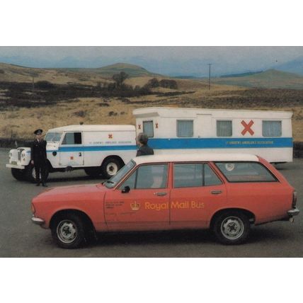 Royal Mail Postbus Meets St Andrew's Ambulance Mobile First Aid Postcard