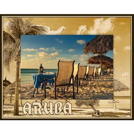 Aruba Laser Engraved Wood Picture Frame Landscape (3 x 5)