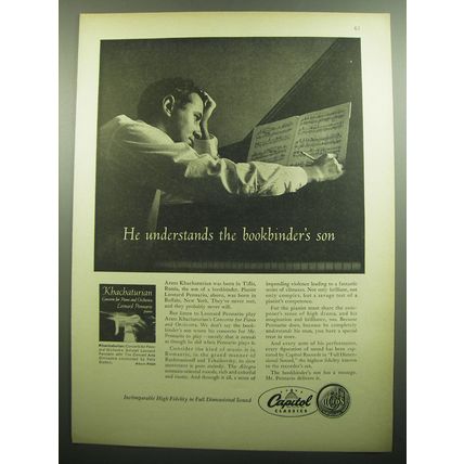 1957 Capitol Records Album Ad - Khachaturian Concerto for Piano and Orchestra
