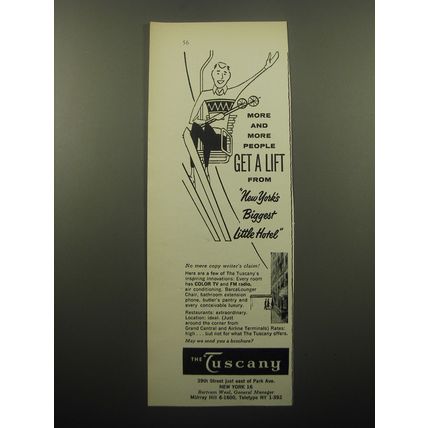 1960 The Tuscany Hotel Ad - More and more people get a lift from