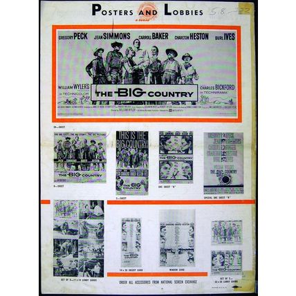 BIG COUNTRY 1958 Gregory Peck, Charlton Heston, Jean Simmons US PRESSBOOK