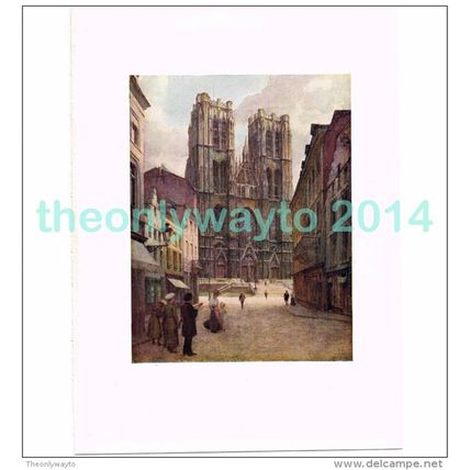 CATHEDRAL OF STE GUDULE, BRUSSELS, BELGIUM, BOOK ILLUSTRATION (PRINT), 1908