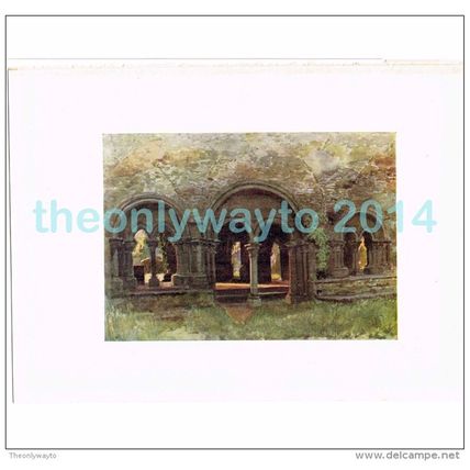 CLOISTERS OF ABBEY OF ST BAVON, GHENT, BELGIUM, BOOK ILLUSTRATION (PRINT), 1908