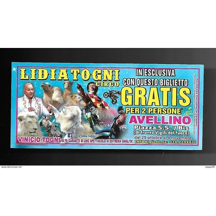 Biglietto Ingresso Circo - Vinicio Togni cm. 14x6.5 n.02