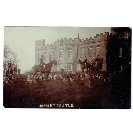 Lancashire postcard Meet of Foxhounds Hornby Castle fox hunting