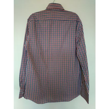 M&S Man Mens Shirt Size 16” Neck Burgundy mix Long Sleeve