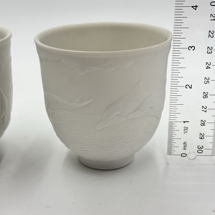 Pair Lladro Collectors Society SAILING THE SEAS CUPS CANDLE HOLDER VOTIVE WHITE