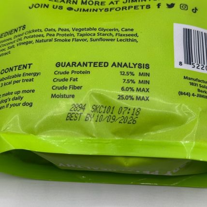 Jiminy’s Chewy Training Treats for Dogs – Sweet Potato & Peas Recipe – 6 oz