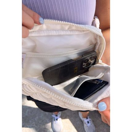 White Quilted Puffer Belt Bag Fanny Pack
