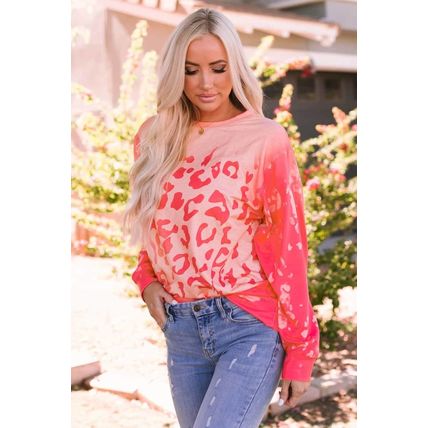 Pink Bleached Cheetah Print Sweatshirt