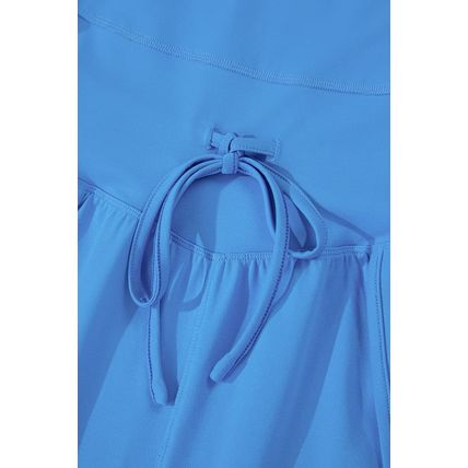 Blue Crossed Spaghetti Straps Drawstring Waist Sporty Romper