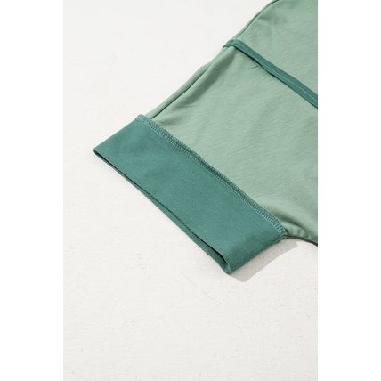 Smoke Green Half Sleeve Raw Seam High Low Side Split Top