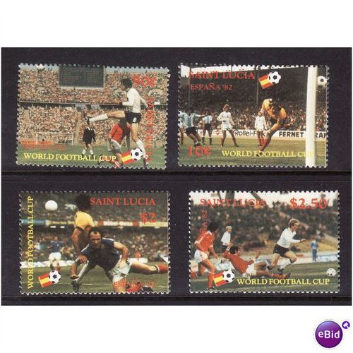 ST LUCIA WORD CUP FOOTBALL SET 4 VALS U/M MINT