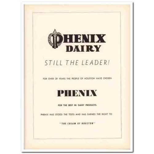 phenix dairy company 1953 leader cream houston texas food vintage ad