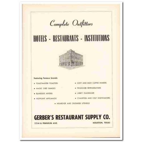 gerbers restaurant supply company 1953 complete outfitters vintage ad