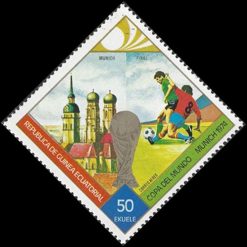 EQUITORIAL GUINEA, FOOTBALL, Munich World Cup, green & orange 1974, 50Ek