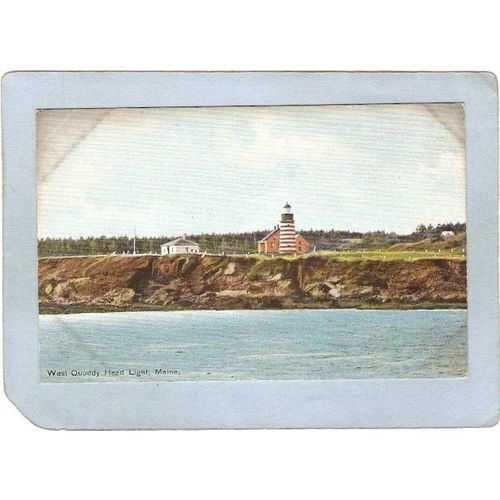 ME West Quoddy Head Lighthouse Postcard West Quoddy Head Light lighthouse_~391