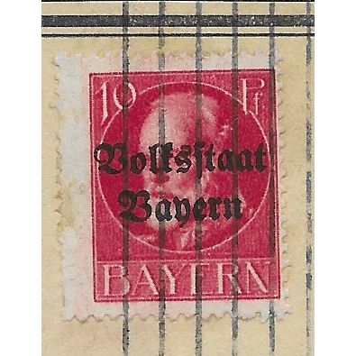 GER (BAVARIA) 1919 10pf KING LUDWIG III' (OVPT) FINE USED(EBID65-441)