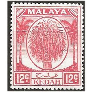 Kedah 1952 SG82a 12c Scarlet Mounted Mint . .. .
