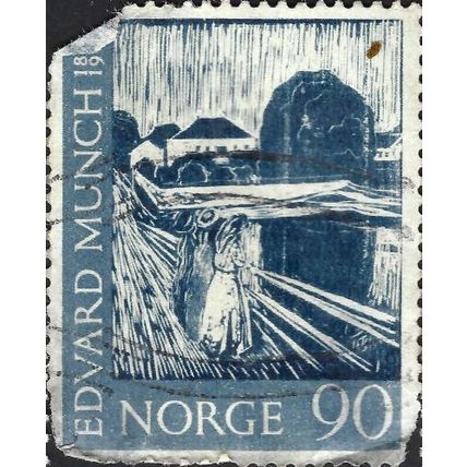 NORWAY, FINE ART, Girl on the bridge, Munchen, blue 1963, 90ore