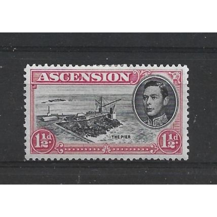 Ascension.SG40df 1 1/2d The Pier (Black and Rose-Carmine).Mounted Mint.Aug24a