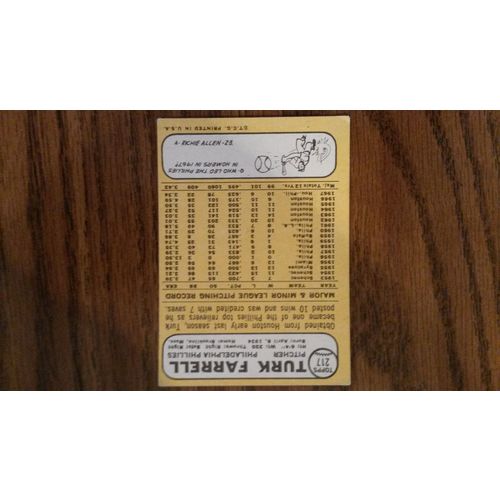 1968 Topps Card # 217 Turk Farrell Good (2) Philadelphia Phillies
