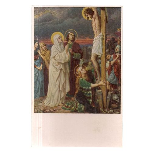 CRUCIFIXTION unused vintage postcard art =