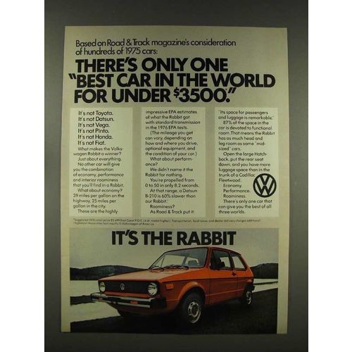 1976 Volkswagen VW Rabbit Car Ad - There's Only One Best