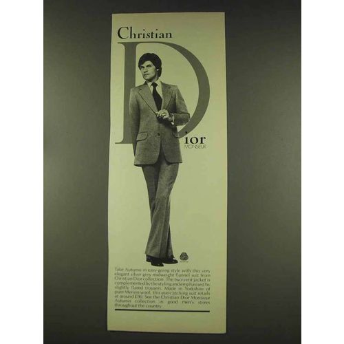1977 Christian Dior Silver Grey Flannel Suit Ad