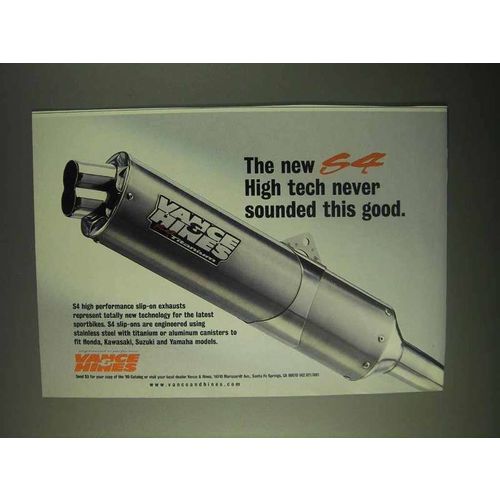 1999 Vance Hines S4 Slip-On Exhaust Ad - High Tech