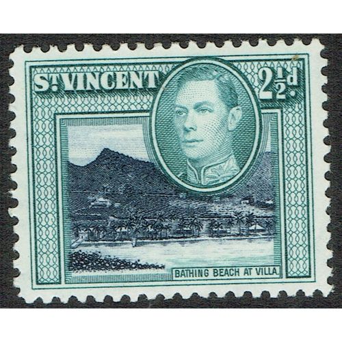 St. Vincent 1938 Definitive Issue 2 ½d Blue Black and Blue Green SG153 MM
