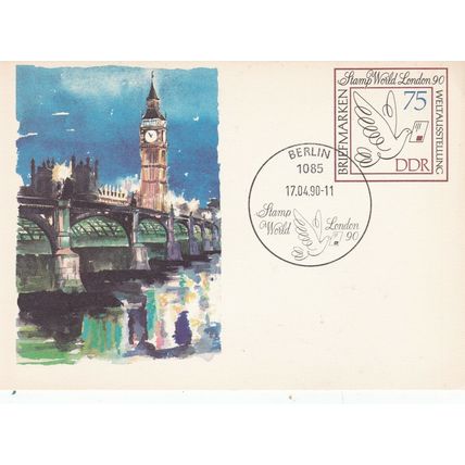 East Germany 1990 75pf Stampworld London Postal Stationary card VGC
