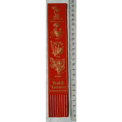 Vintage: red leather bookmark - Norfolk Lavender, Heacham - wild flowers