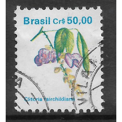 BRAZIL 1990 FLOWERS 50CR CLITORIA FAIRCHILDIANA SG 2420 FINE USED#