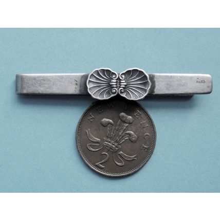 John Lauritzen ( Denmark ) Early Silver Scallop Clam Shell Tie Clip 1950’s