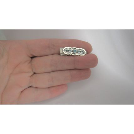 Two small blue and silver metal alligator hair clip fine thin hair
